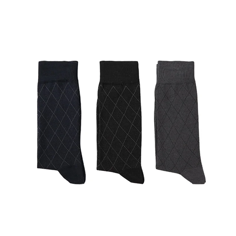 2021 autumn new design Korean style fashion rhombus calcetin business formal simple solid cotton men socks