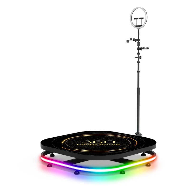 Free Custom Spinner 360 Camera Video Booth Enclosure Backdrop Party Color Led Lights 360 Photo Booth Machine for Rental