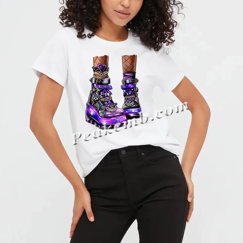 Fancy Punk Shoes High Heels DTF Prints Transfer Iron on High Heels Shoes Sublimation Design for T-shirts