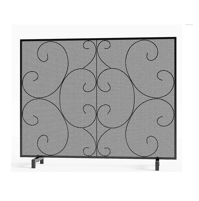 Antique Decor 3 Panel Scrolled Peacock Ornate Wrought 28 Inch Laptop Touch Screen Folding Fecral Fireplace Screen for Home Decor