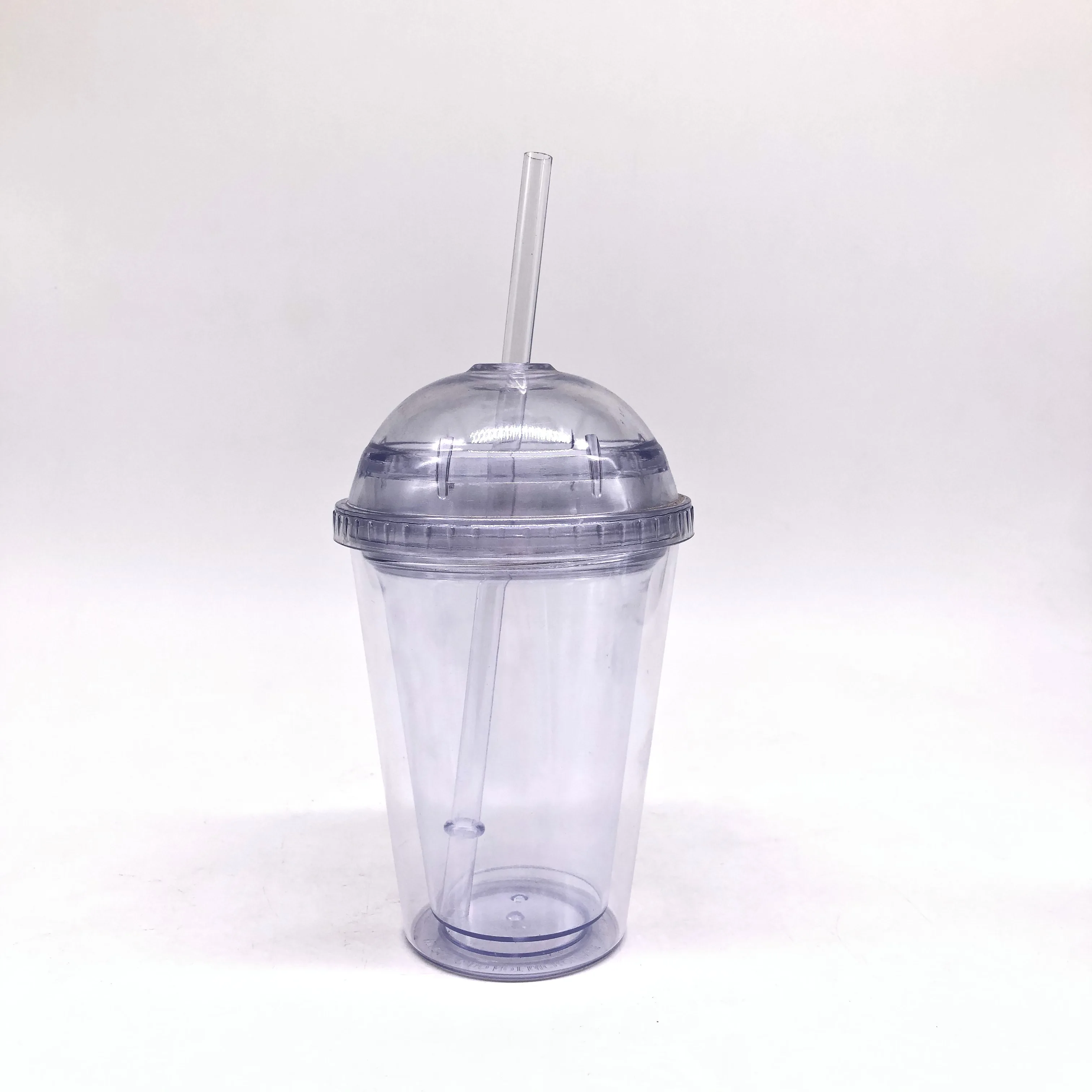 Wholesale 12Oz Custom Logo Reusable Clear Plastic Tumbler With Straw