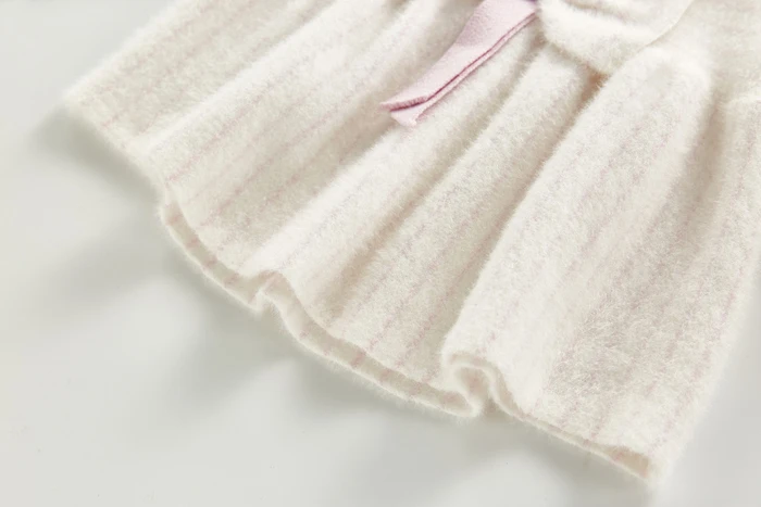 knit long sleeve baby girl  ruffled collar princess skirt