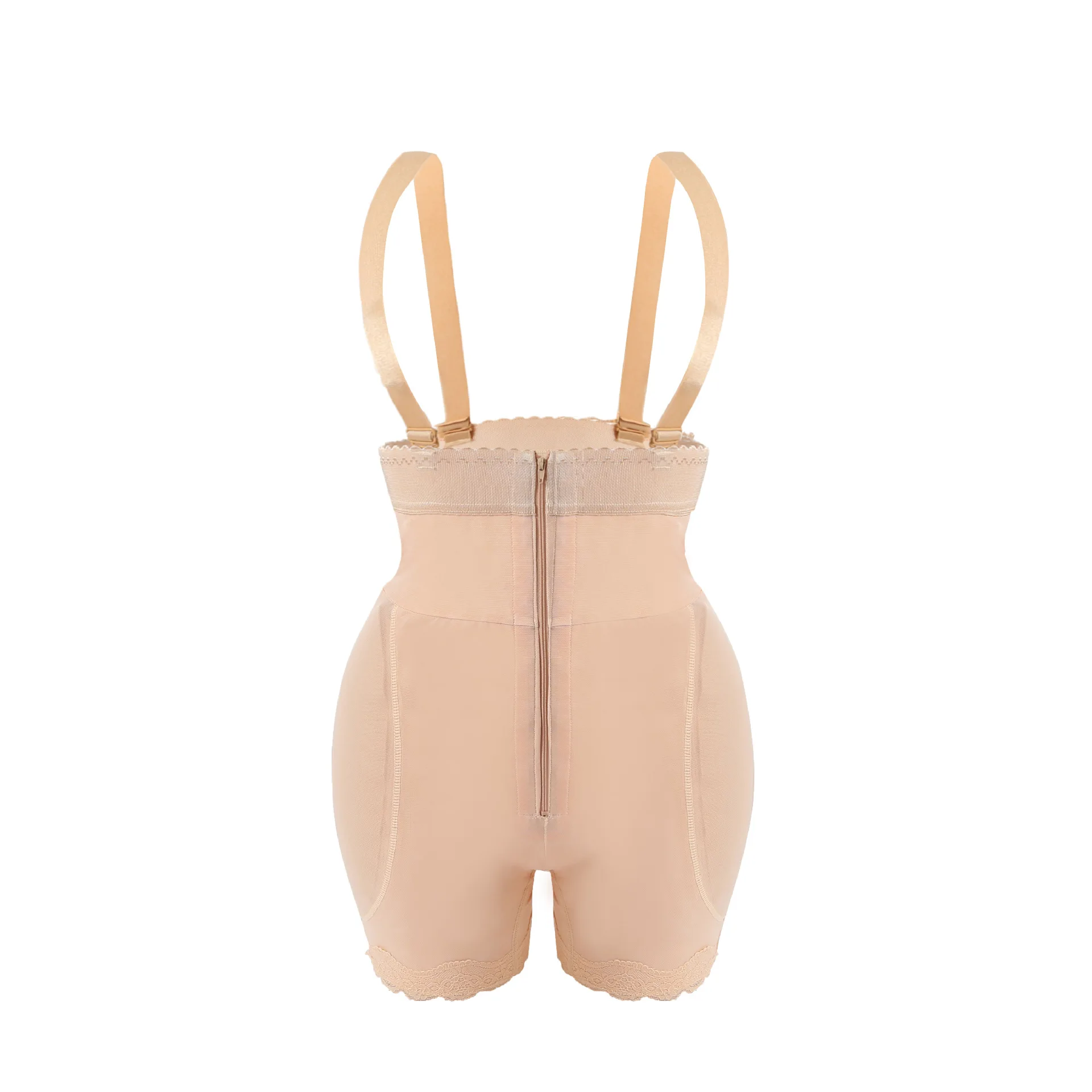 Open Bust Lace Trim Buckle Front Slip Shapewear Panties Tummy Control Adjustable Slimmer Body Shape Underwear