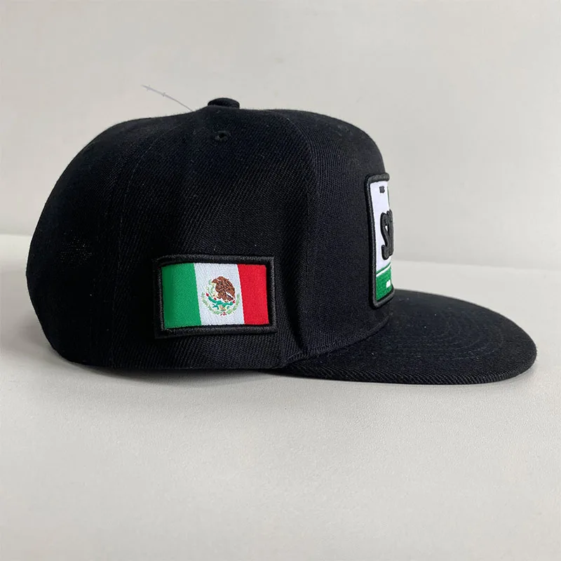 Fashion 6 panels Gorras 3D Embroidered Mexican License plate Flag Flat eaves License plate Hat Custom Snapback hat