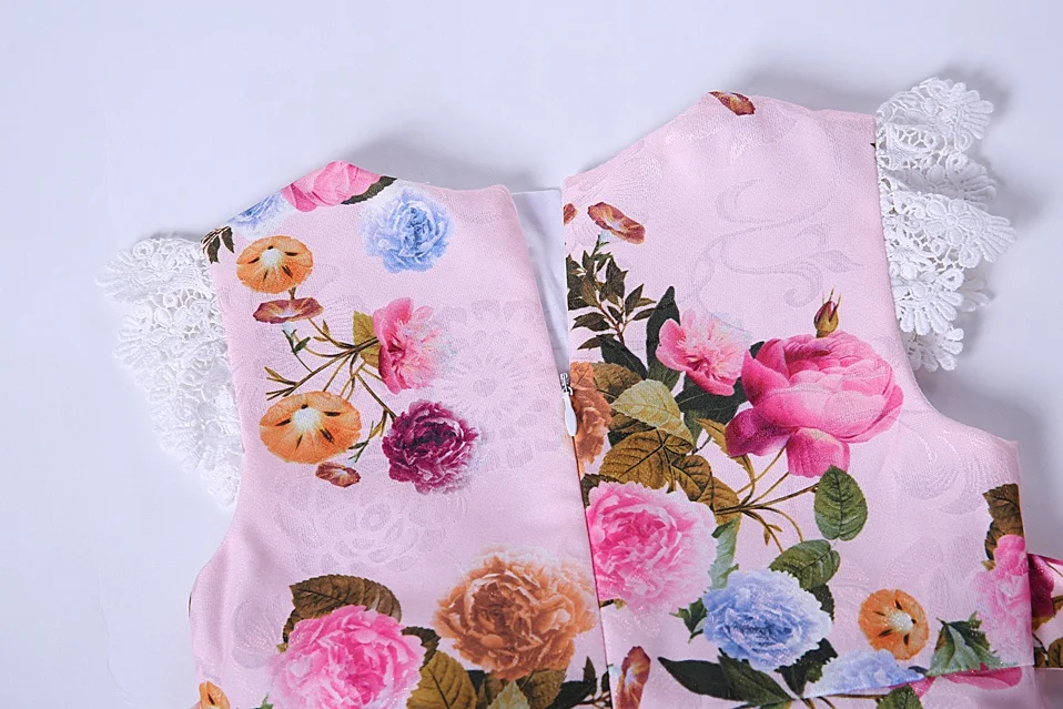 OEM Pettigirl boutique pink lovely lace flower wedding beautiful girl dress for teenage girls