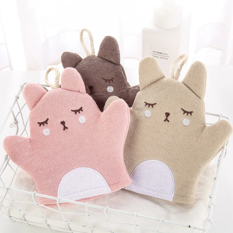 Cute Cartoon Animal Bathing Gloves Double-sided Towel Household Rubbing Plaster Bath Gloves Exfoliating Baby Bath Sponge