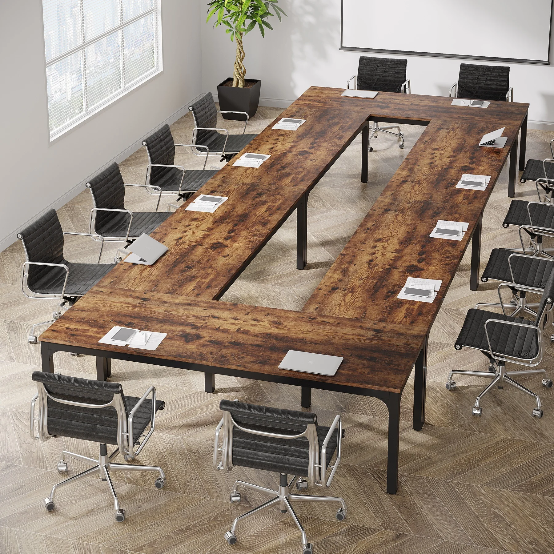 Tribesigns Hot Wooden Rectangle Meeting Seminar Business Workstation Conference Table Double 2 Person Student Desks