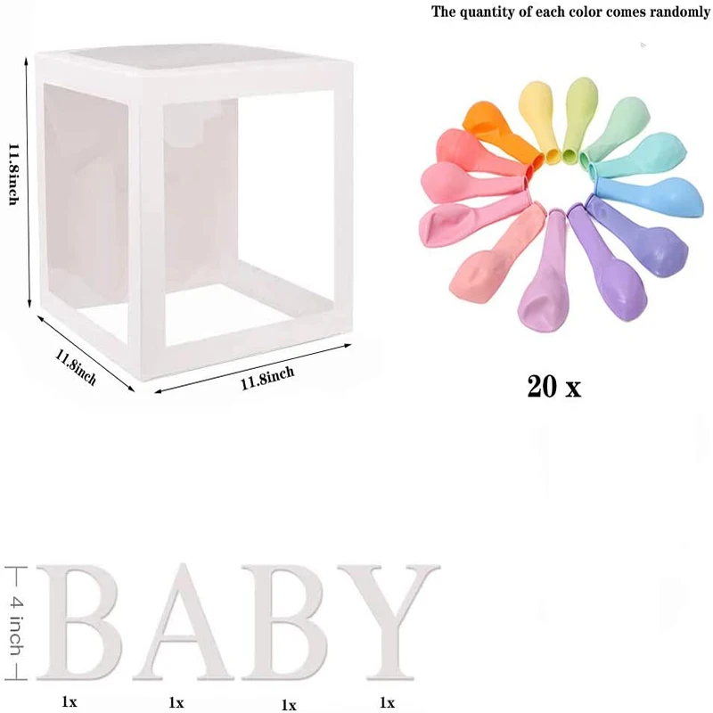 Прозрачный Baby Shower коробки объявление о поле для вечеринок воздушные шары коробка ребенка детские