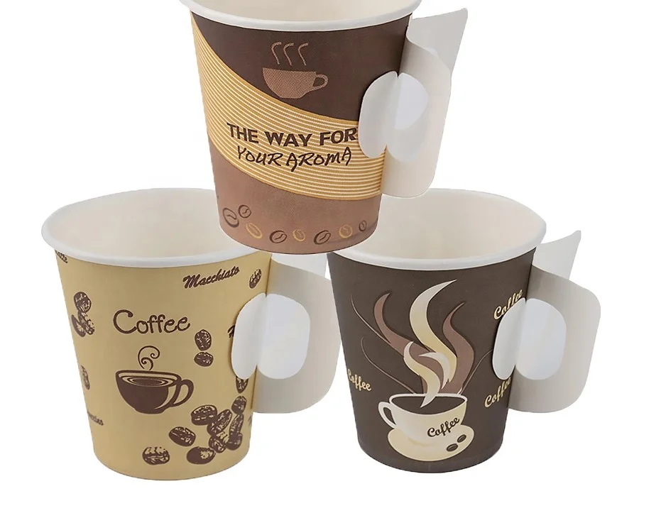 
2021 The hottest selling disposable take away coffee tea paper cup 7oz with handle 
