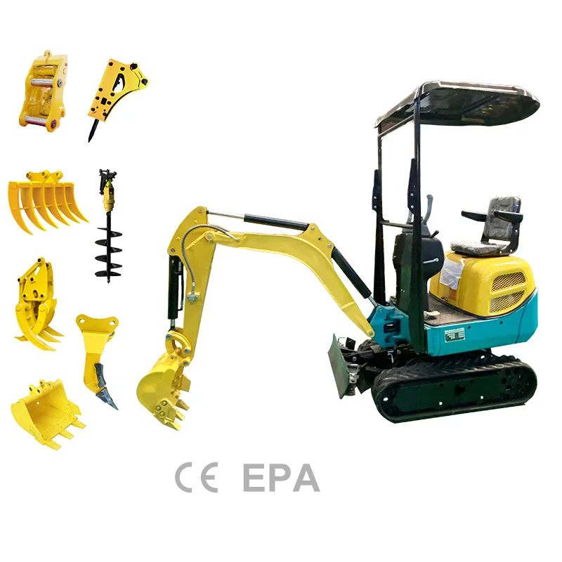 HUAYA Brand 0.8ton 1ton high quality supplier grabber bucket mini excavator with canopy