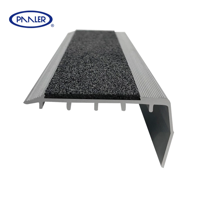 Professional Non-Slip Emery Stair Parts Metal Edging Strip Stair Nose Aluminum Stair Nosing For Step Safety