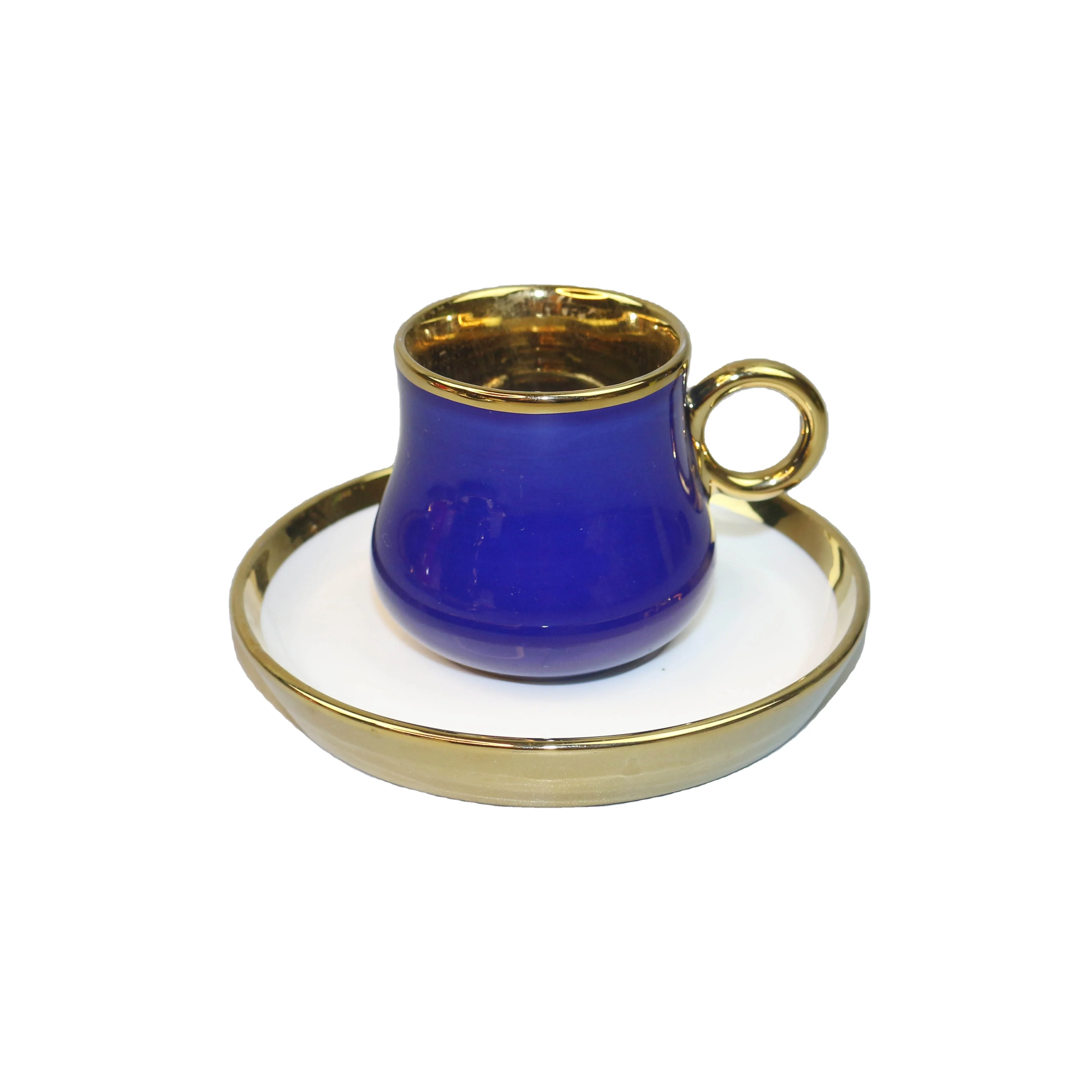 12 pcs set  color glazed coffee chaozhou fine porcelain arabic saudi coffee cup with golden rim design