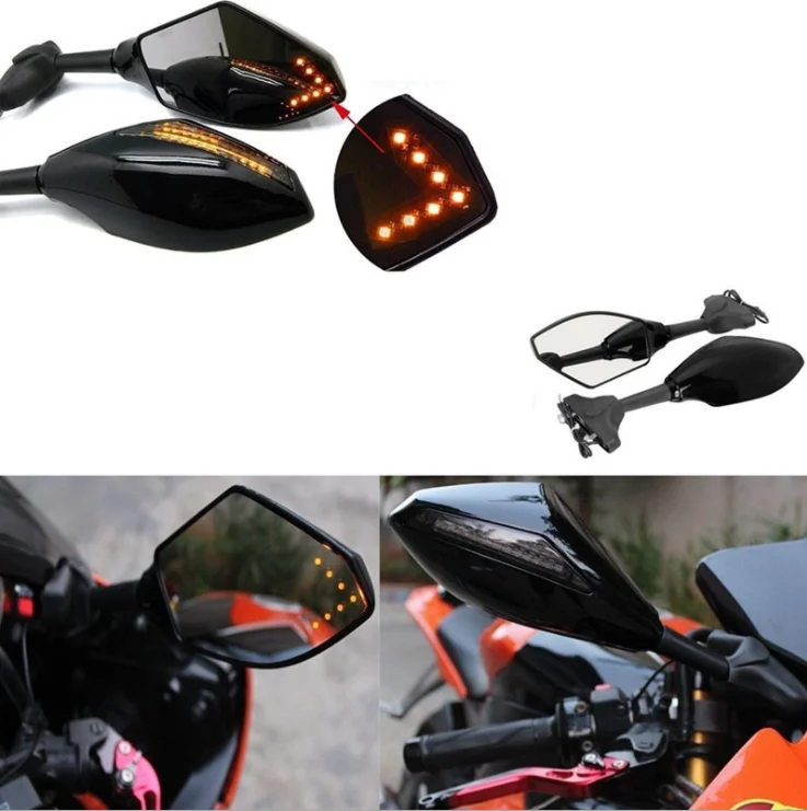 Motorcycle LED Rearview Mirror with Light for Yamaha YZF R1 R6 FZ1 FZ6 600R R3