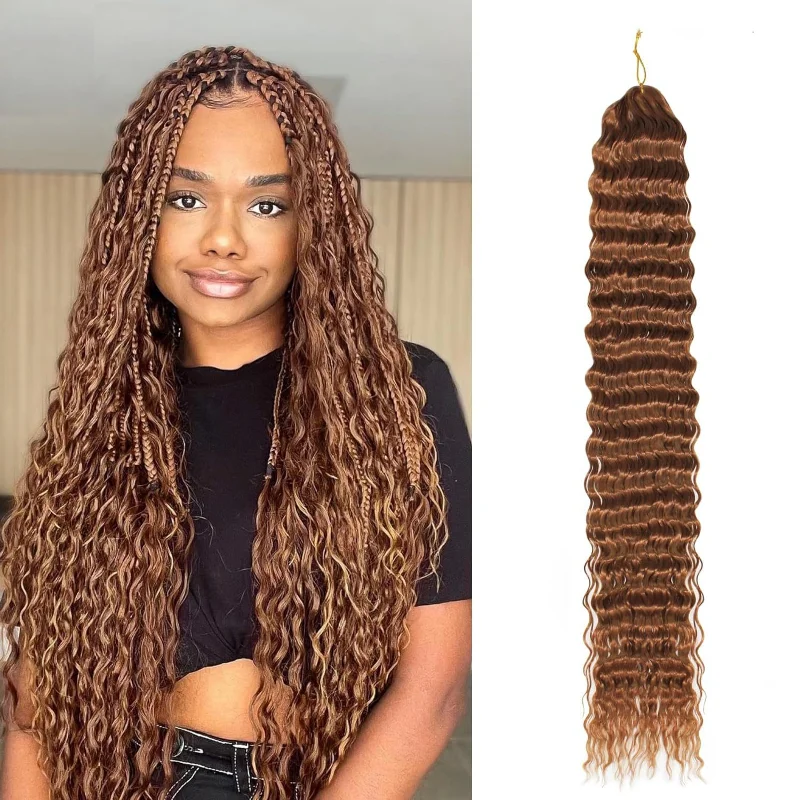 Wholesale Synthetic Crochet Braid 32In 100g Long Deep Wave Bulk Hair Twist Braiding Hair For Women