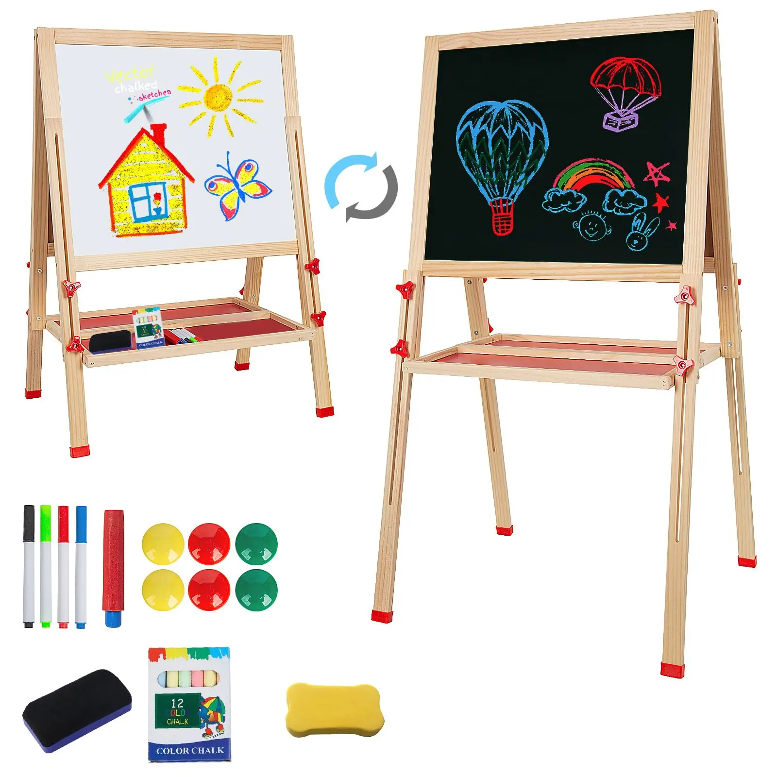 Baby kids magnetic Calendar and Easel wooden 3d toy wooden children toy