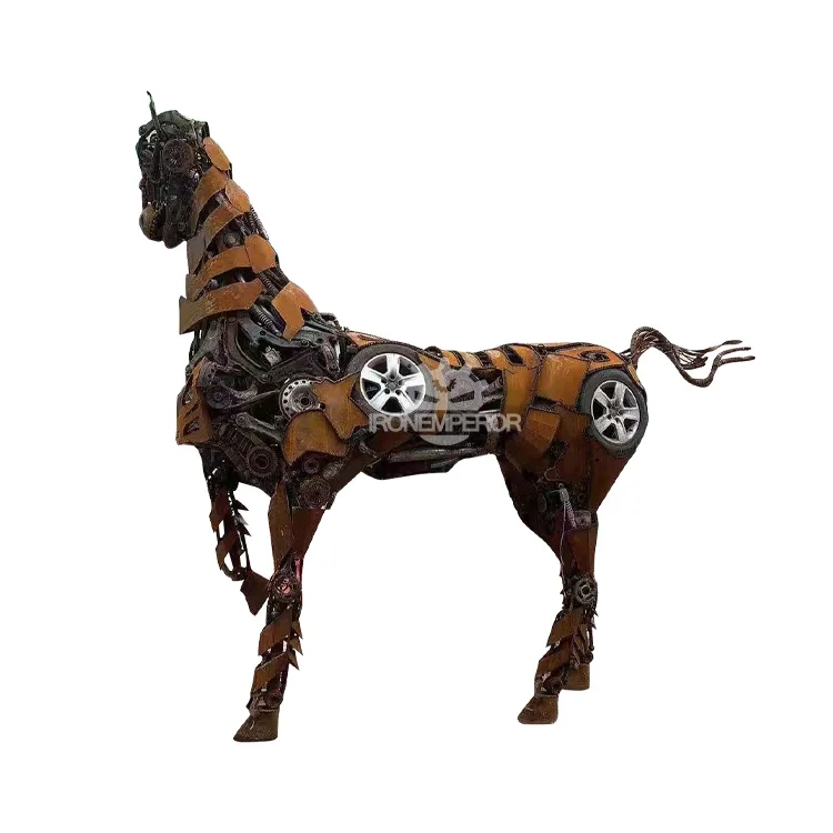 Outdoor sculpturegarden metal horse sculpture home decoration design living cast iron family standing door statue