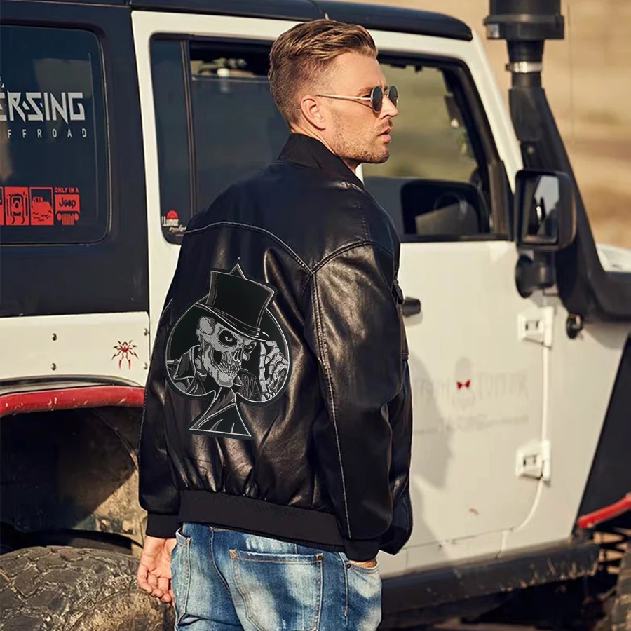 Skull Top Hat Spade Jacket Back Patch Emblem Biker Vest Punk Rockabilly Applique Iron On