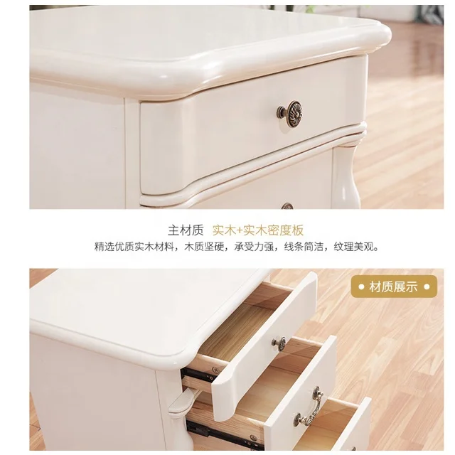 wholesale french smart bedside table modern with 3 drawers glossy white