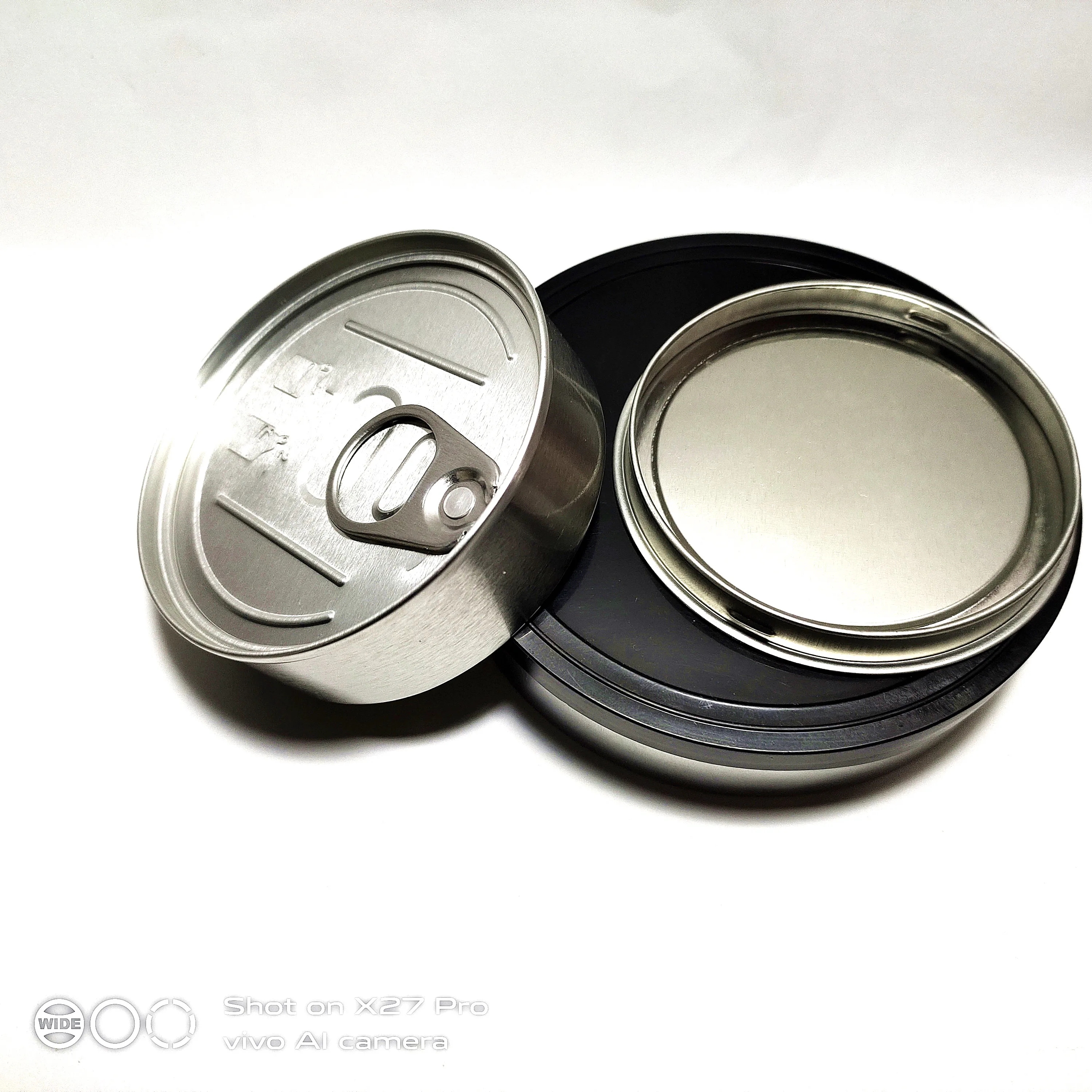 
100ml pressitin tin tuna cans with custom labels-food grade tins 