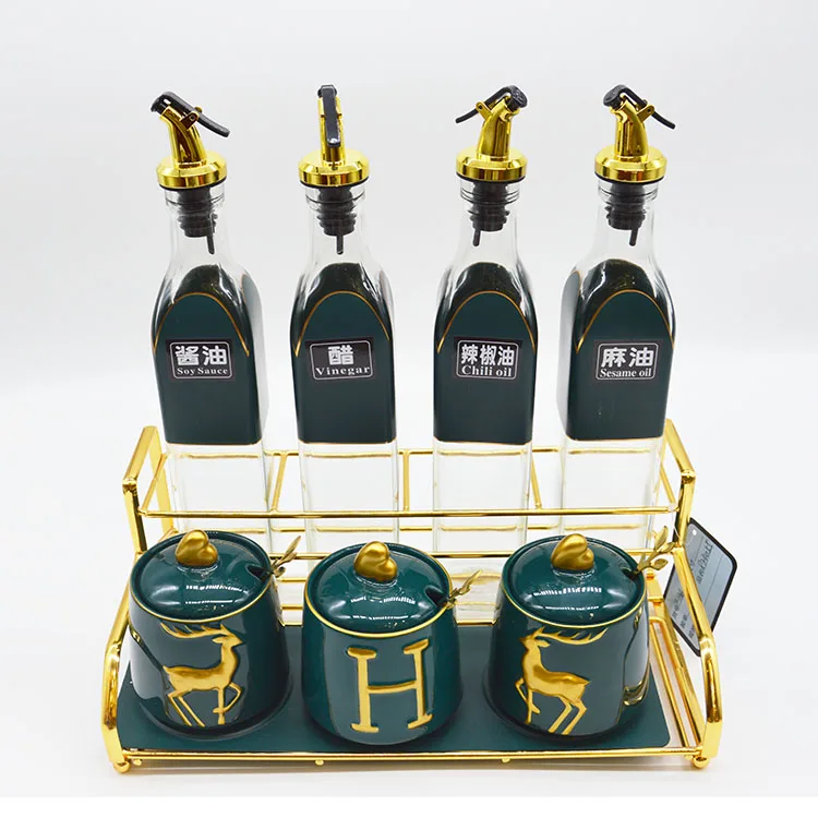 
Kitchen Supplies Seasoning Box Rack Storage Household Salt Sugar Seasoning Jar Set Sauce Bottle Combination 