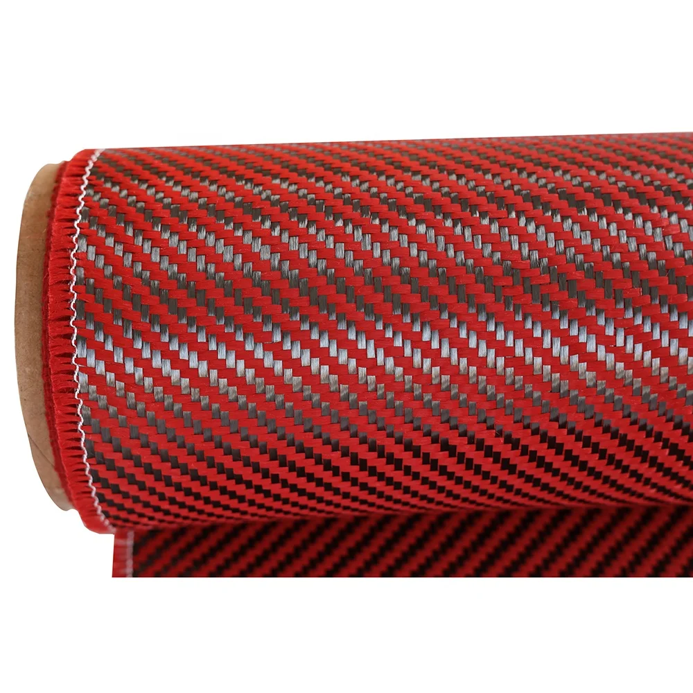 Red carbon aramid hybrid braid fabric fibre cloth