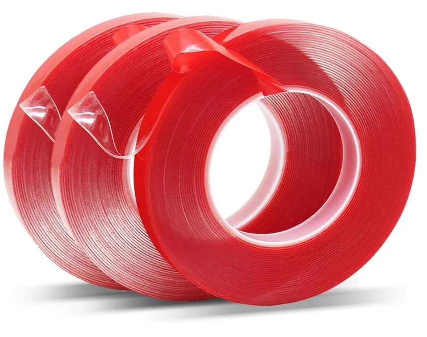 Red film transparent acrylic double-sided tape 1mm high adhesion seamless foam tape automotive metal waterproof nano tape