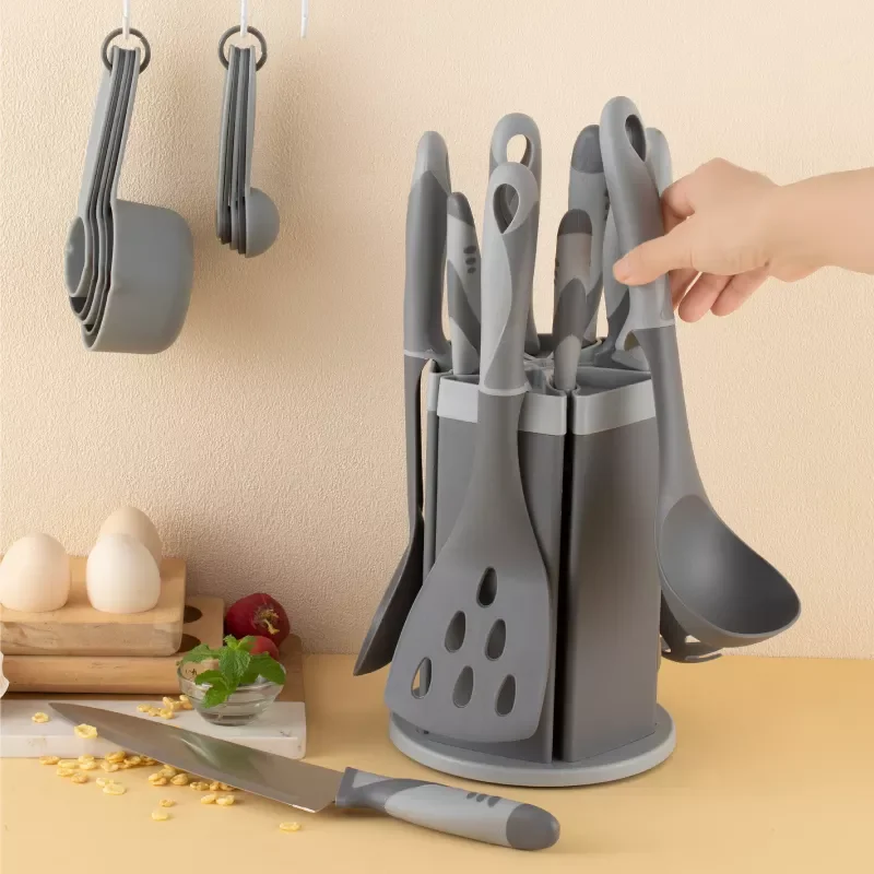 High quality 21 pieces nylon kitchen accessories set  cooking utensils set with knife set