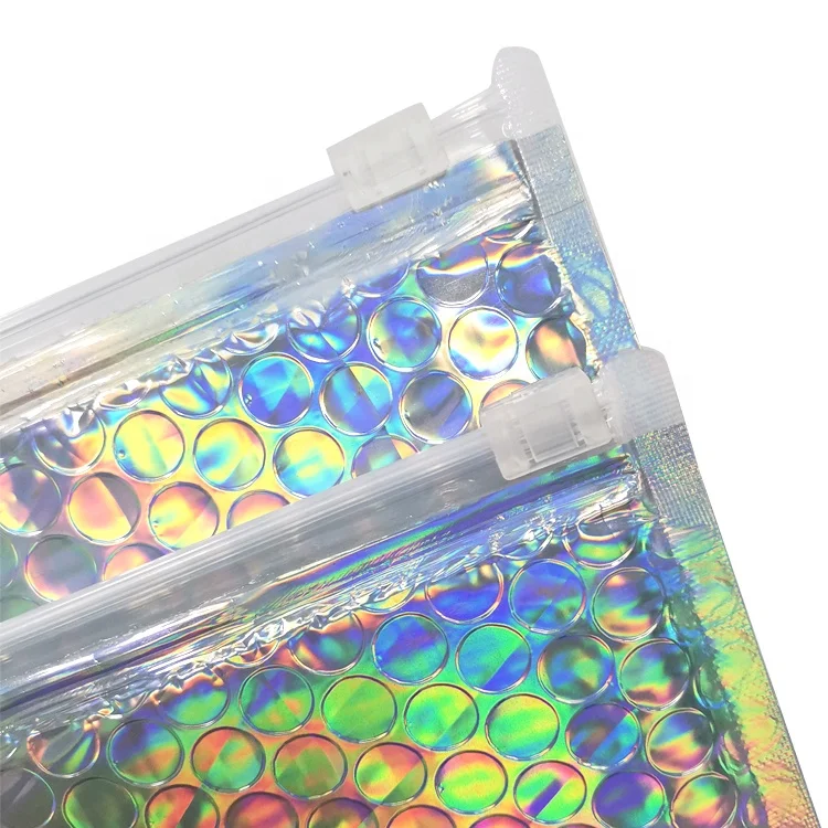 Custom Silver Bubble Mailer with Zipper, Metallic Padded Reusable Pouch, Waterproof and Shockproof Packaging