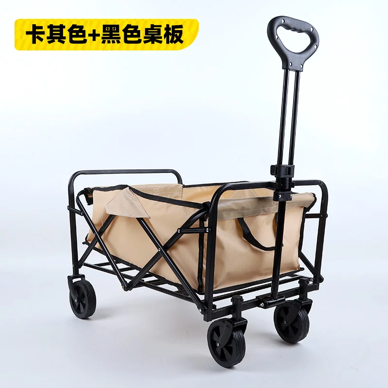 Outdoor Camping Wagon Portable Trolley Cart Collapsible Folding Wagon Utility Cart 5 Inch Bearing Rubber Wheel Without Brake