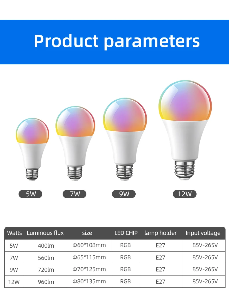 Hot Selling Dimming Multi-Color Smart LED RGB Bulb Remote Control Lighting RGB Lamp