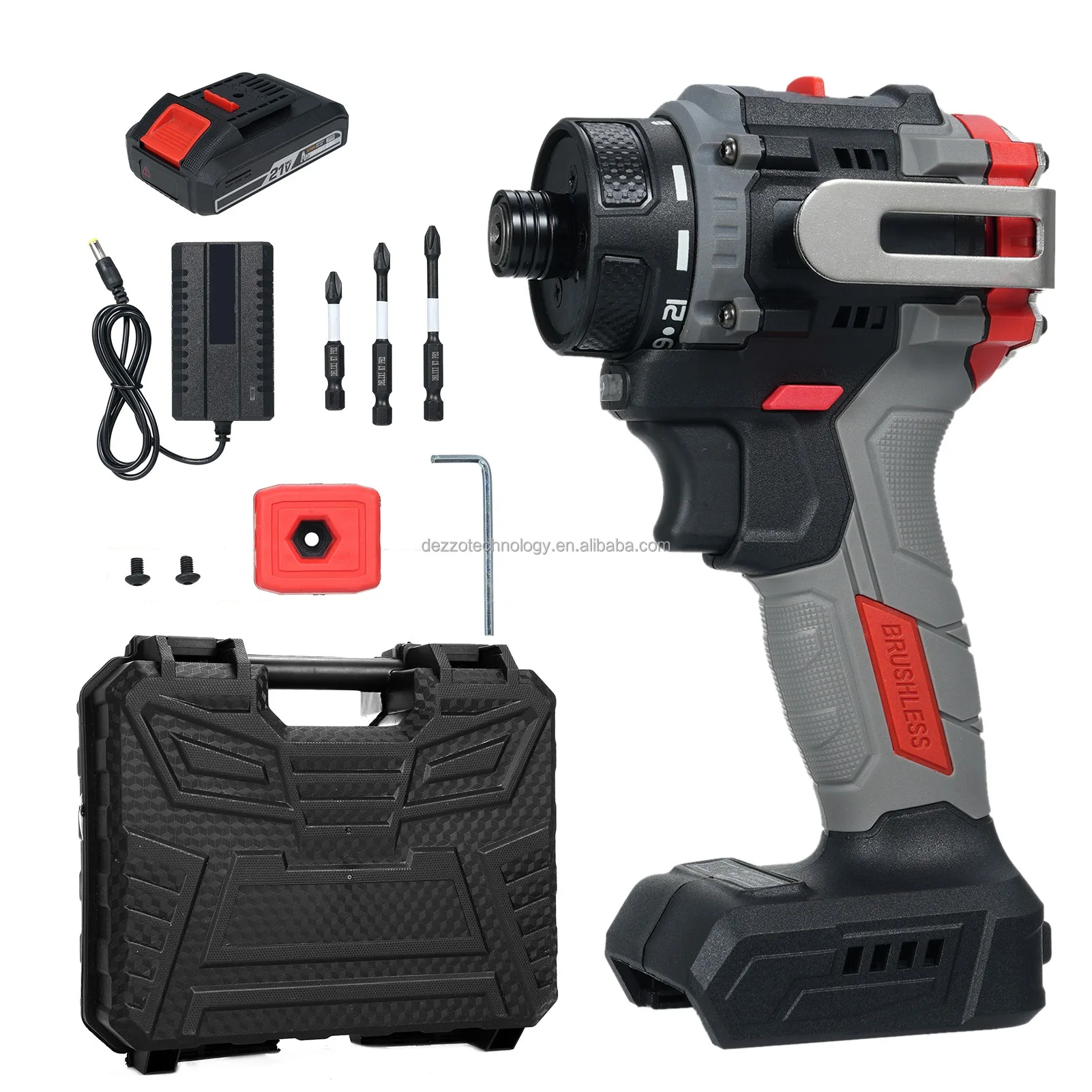 21V Electric Screwdriver 2in1 Impact Driver + Hammer Brushless Rechargeable Power Screwdriver Power Impact Drill With 1 Battery