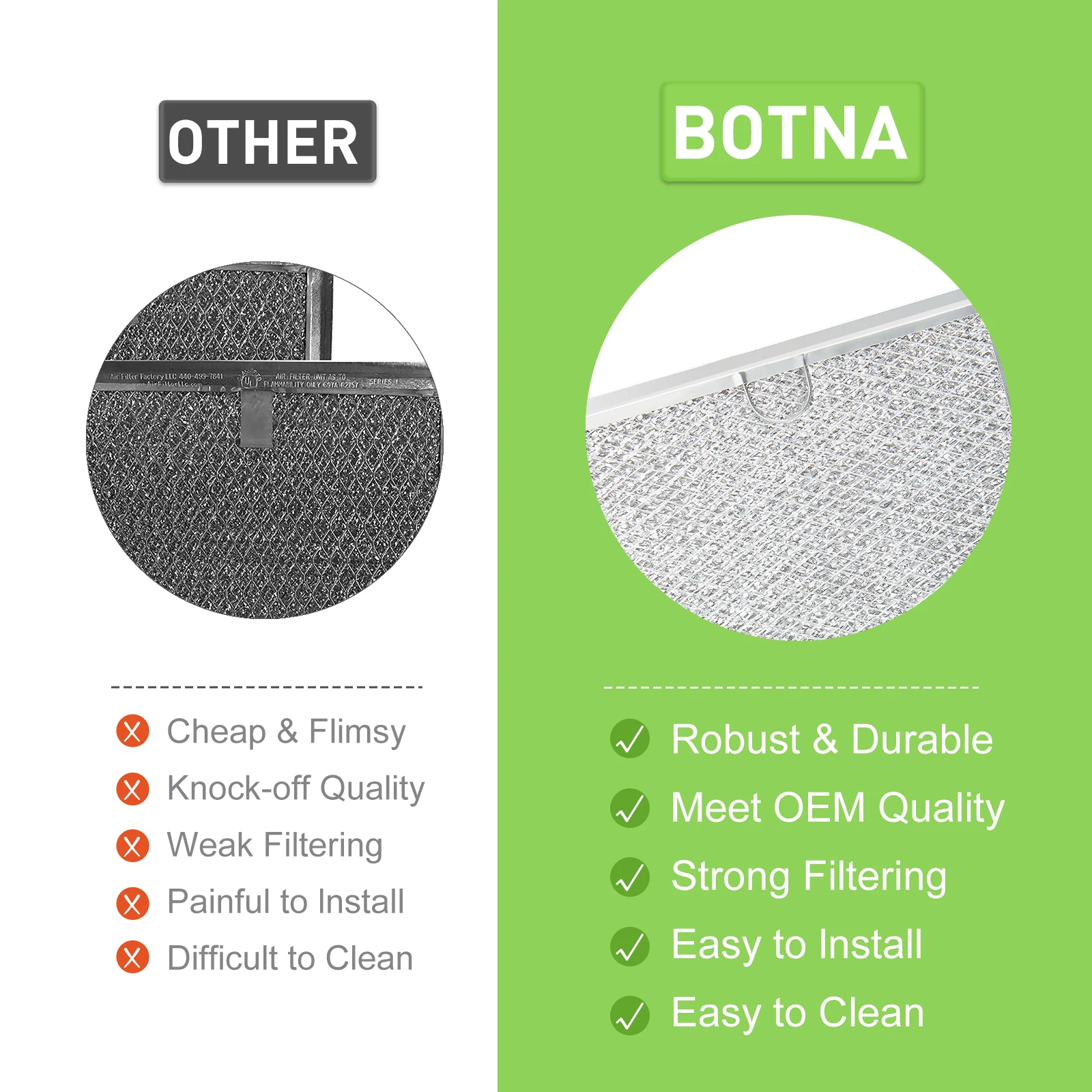 Aluminum Frame Microwave Oven Grease Filter Replacement Component