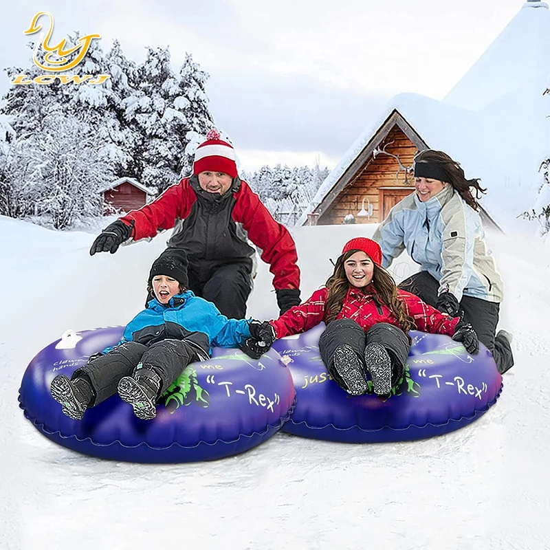 LC Children Outdoor Winter Fun Dinosaur T-rex Sled Foldable Snow Adult Portable Snow Sled Pvc Snow Tube