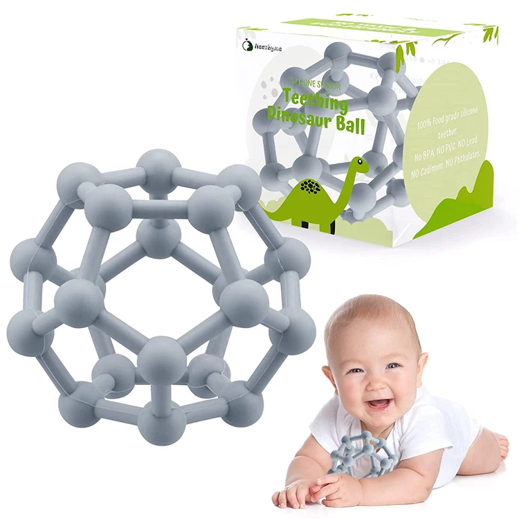 Wholesale Non-toxic Silicone Wood Ring Teether Baby Toys Silicone Ball Teething Toys For Baby