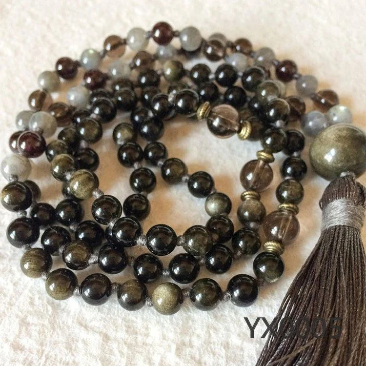 High Quality Gemstone 108 Beads Rosary Yoga Jewelry luminous stone turkish rosary beads necklace