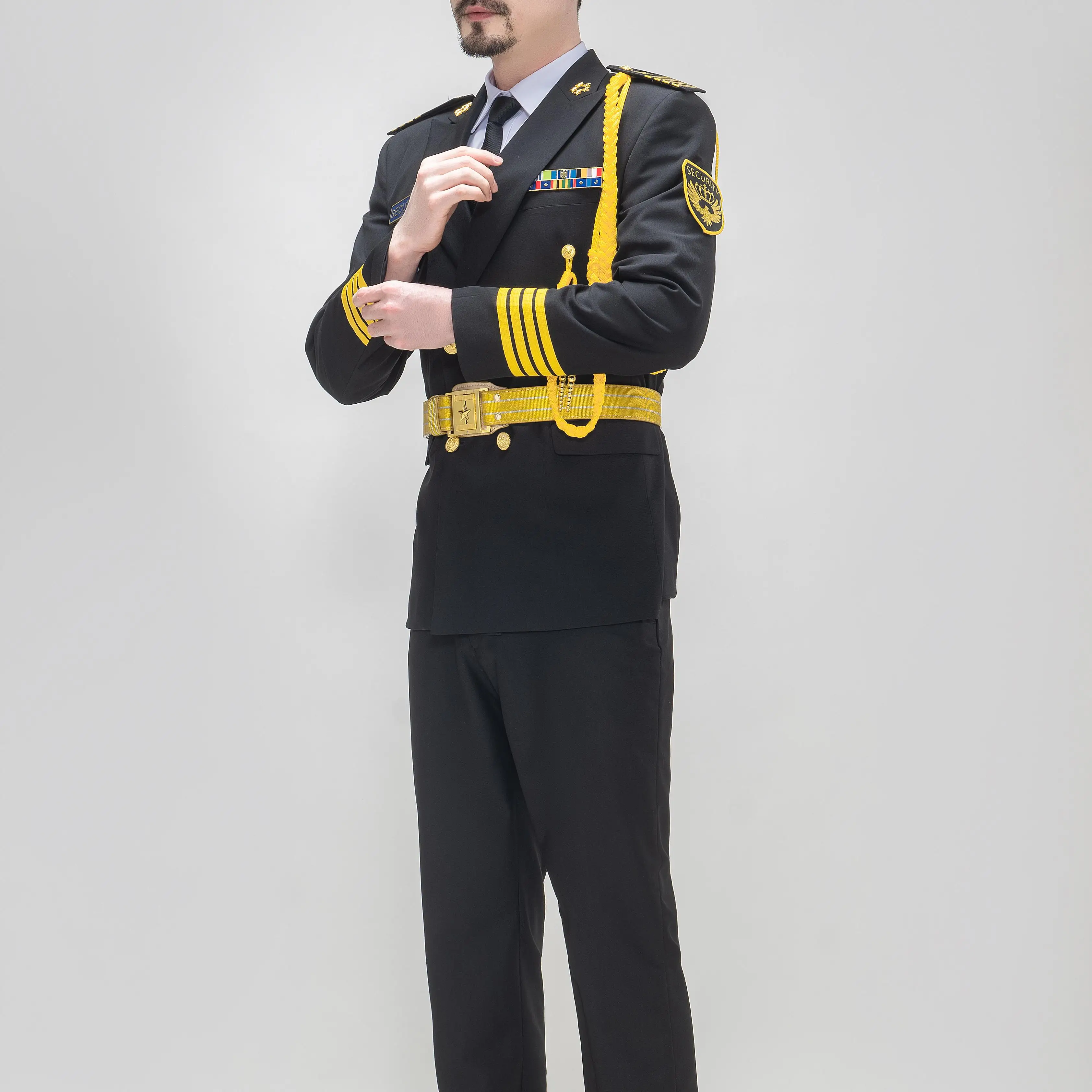 custom logo free sample double breast formal suit security guards uniforms samples full uniform for guard workwear
