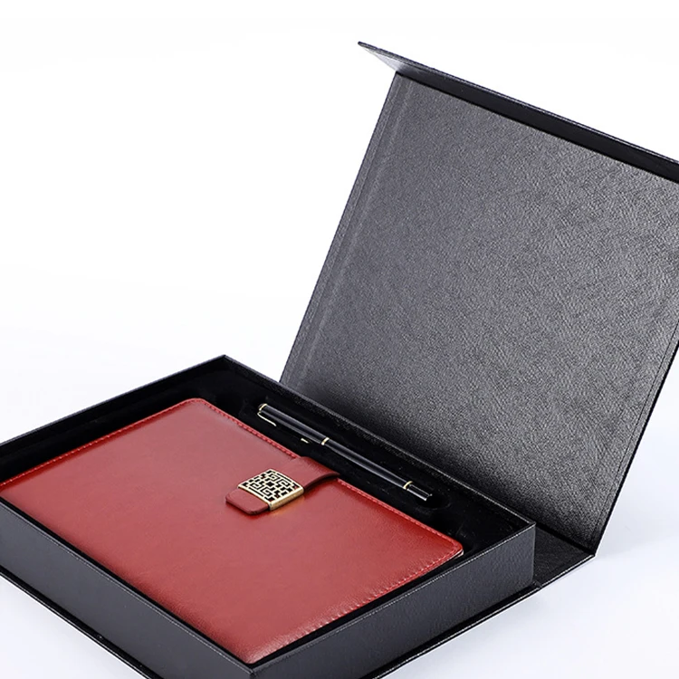 Journal A5 Notebook With Pen Stationary Set Gift Promotional pu leather bound a4 business Planner Wholesale Customized