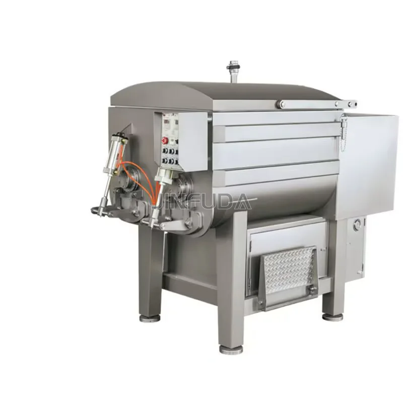 Operate Vacuum Meat Sausage Mixed Food Commercial Processing Plant Production Line Blender