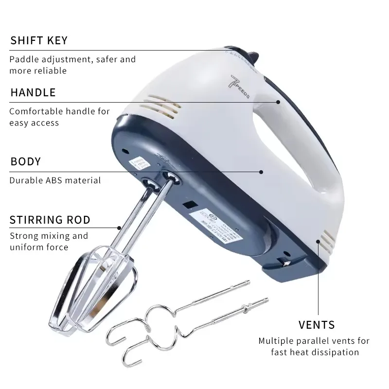 7-Speed 110V/220V 120W Electric Hand Mixer Hand Blender for Whipping Mixing Cookies Cakes Eggs Dough Egg Beater