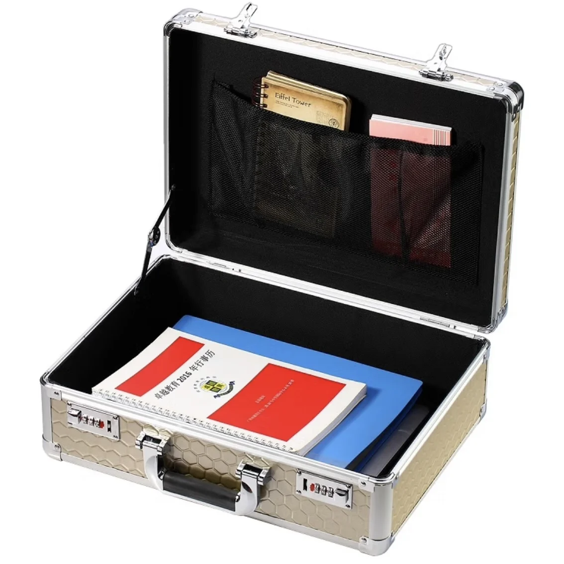 Portable Multi-Functional Aluminum Case with Sponge Addition OEM/ODM Support File Protection Password Box/Cash Storage Box