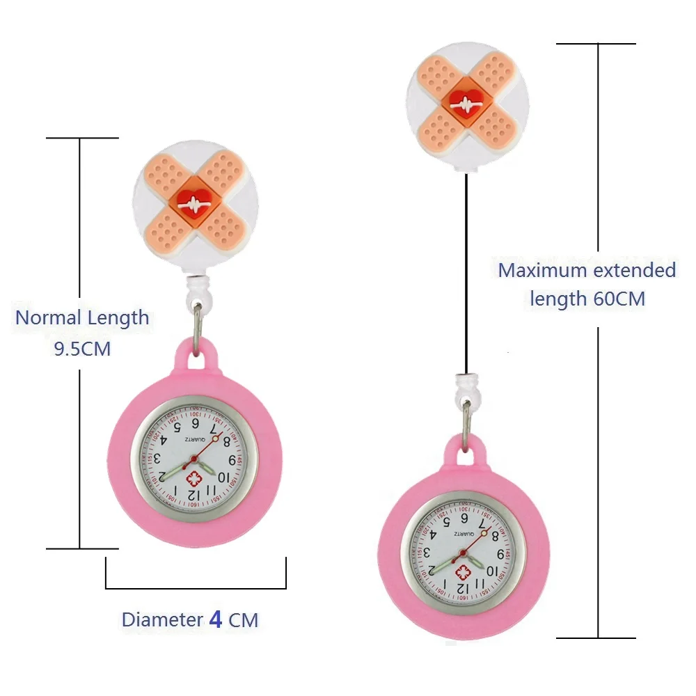 Fashion Cartoon Medical Icons Colourful Nurse Doctor Retractable Badge Reel Clip Hang Pocket Watches Hospital Health Care Clock