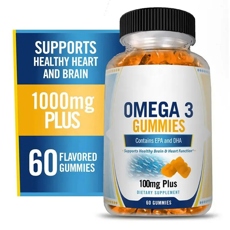 Fatty Acid Supplements Omega 3 Fish Oil Gummies with EPA & DHA From Wild Fish Support Brain and Cardiovascular Health