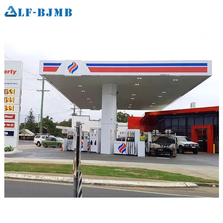 Prefab Steel Structure Design gas station canopy