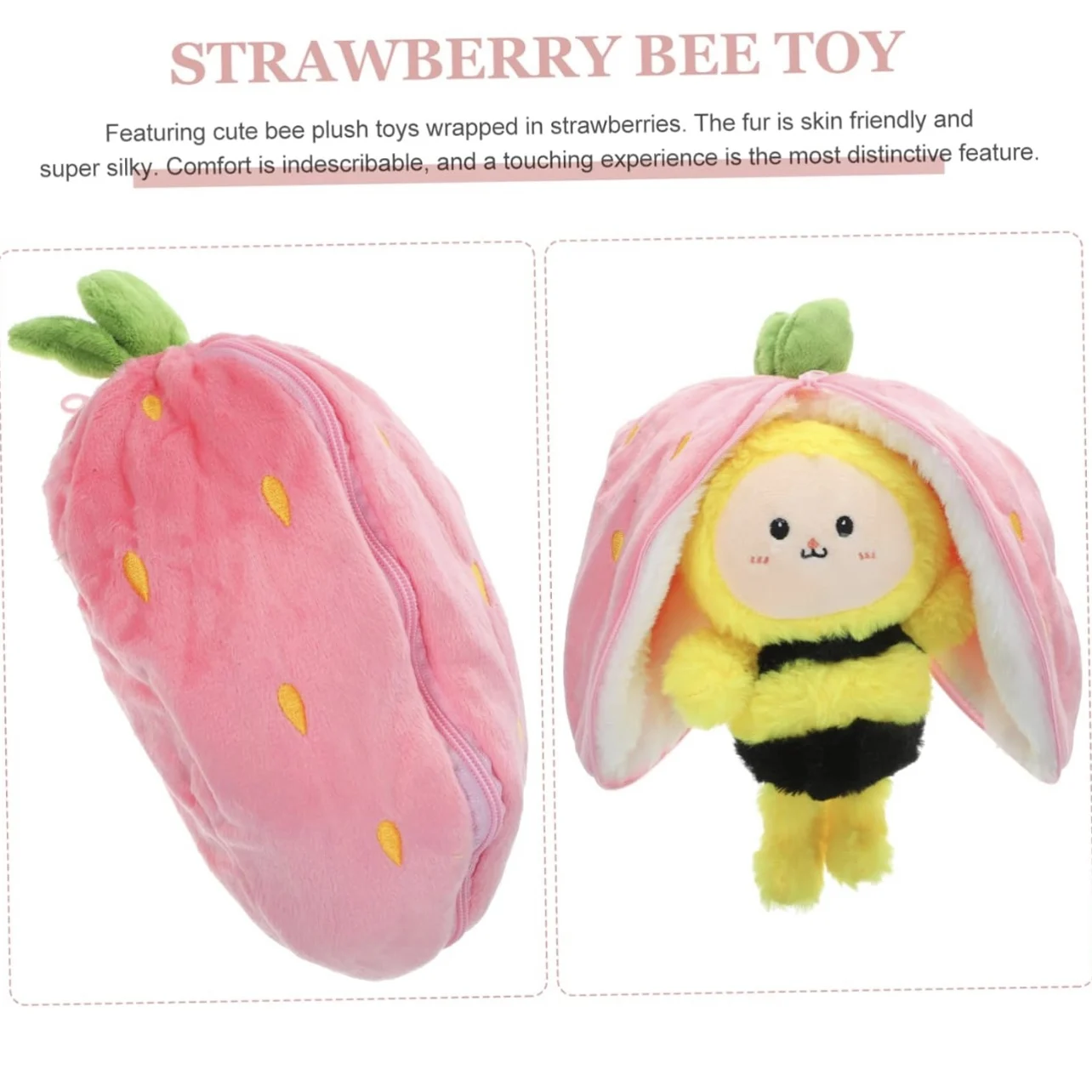 Strawberry Toy Plush Stuffed Animals  Home Accents Toy Honey Bee Decorations Pillow Plush Dolls Fruit White For Child