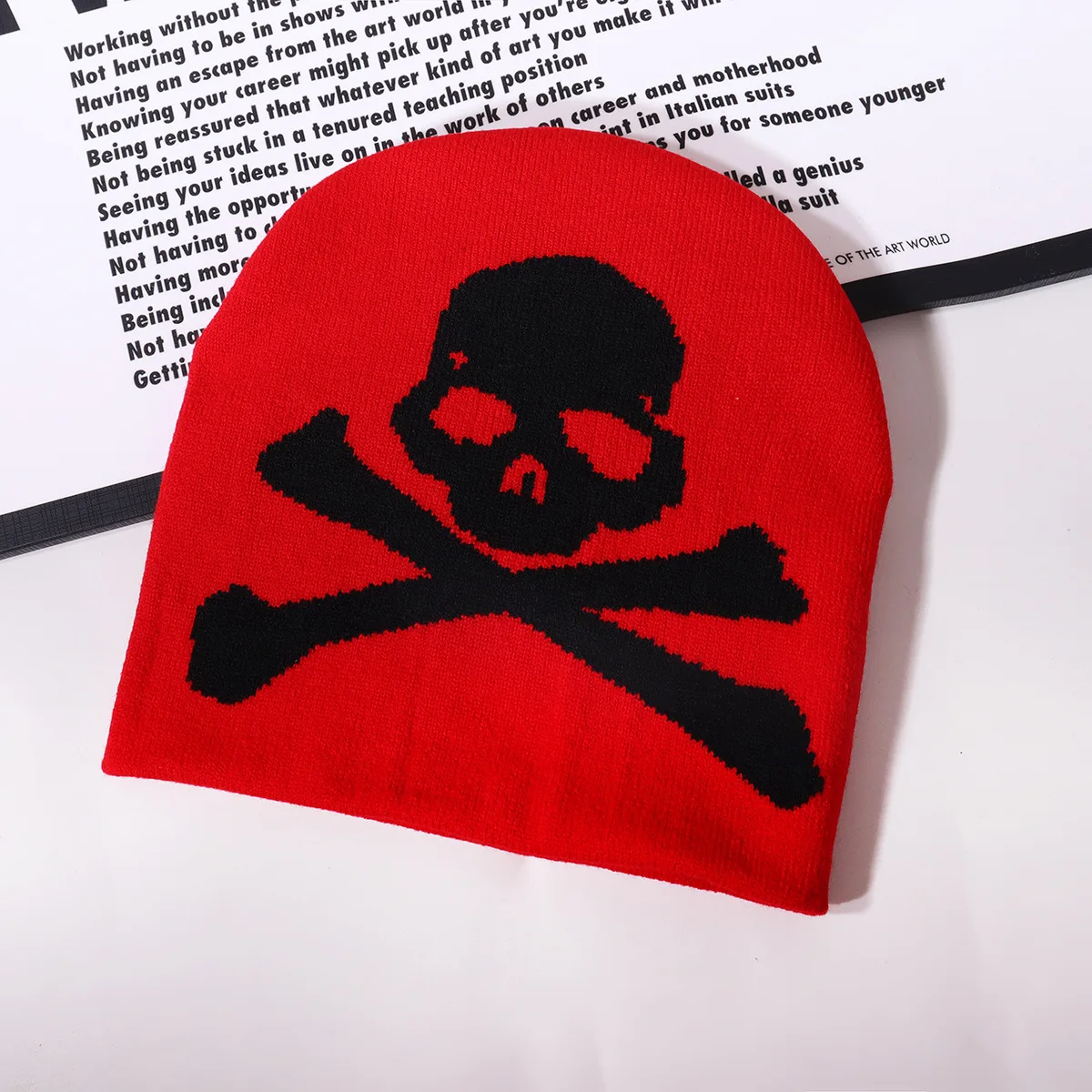 Hot Selling New Style Unisex Knitted Custom Winter Hats Jacquard skull pattern Print Logo Beanie Hats