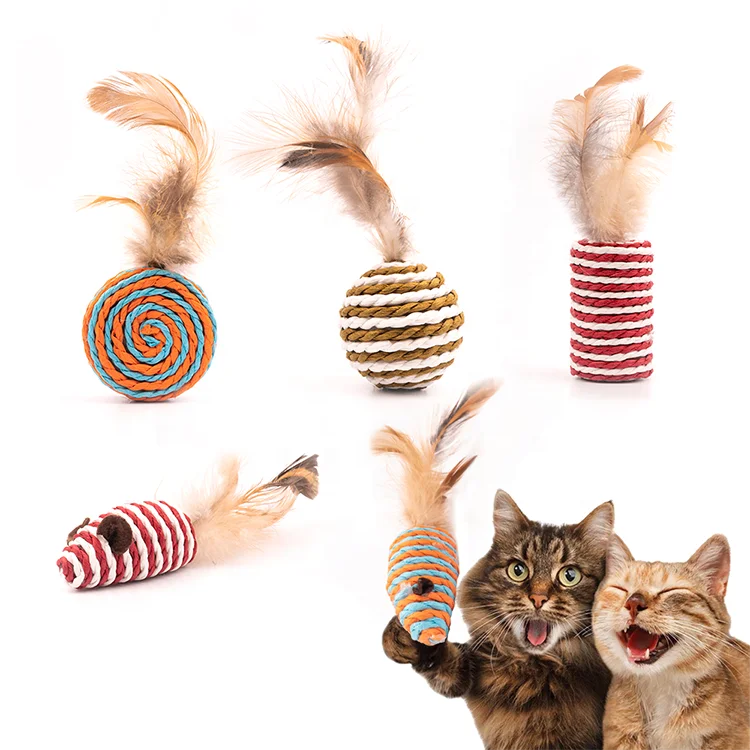
Wholesale Funny Interactive Mouse Bird Feather teaser Pole Set Cat Toys 