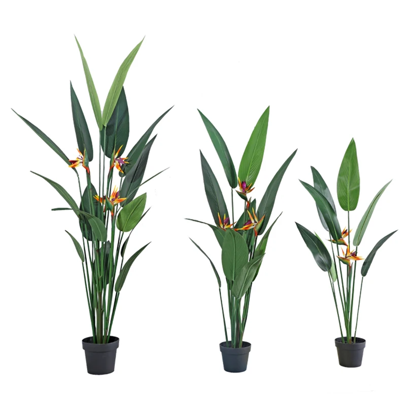 Plastic Artificial Birds Paradise Silk Bird Of Paradise Plant For Outdoor Indoor Decoration