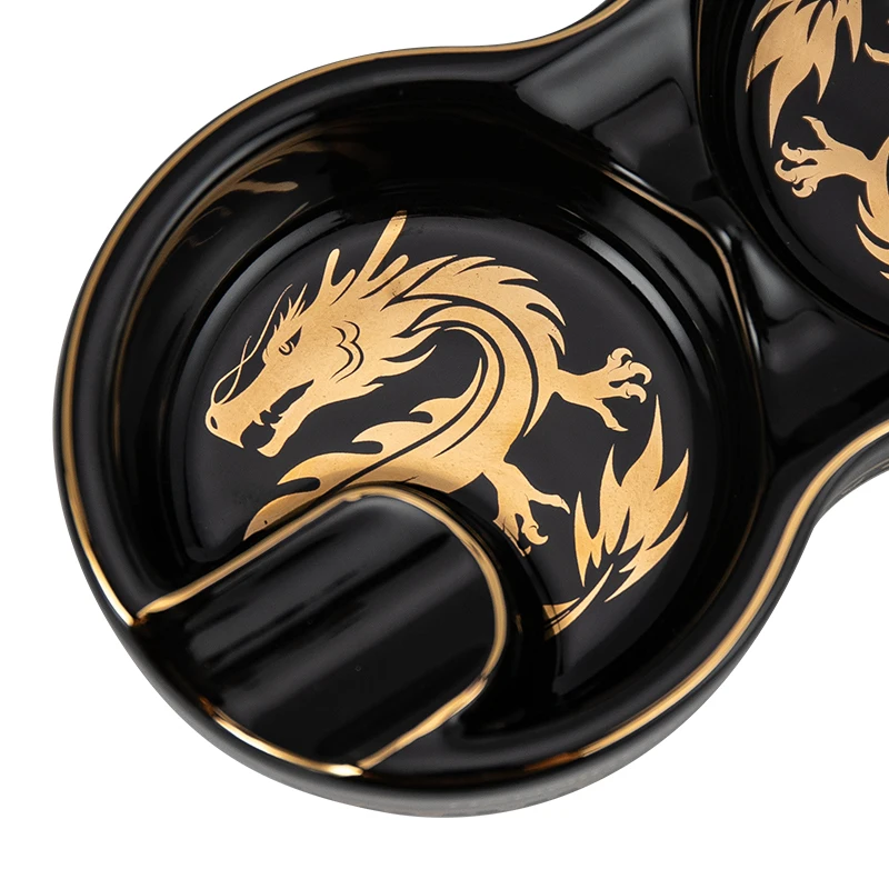 Uniquely Designed Ceramic Dragon Cigar Ashtray Porcelain with Custom Logo and Pattern Wholesale Order Welcome