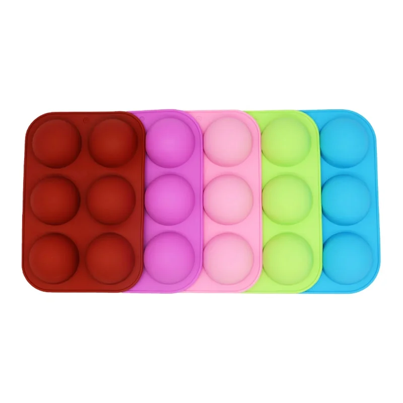 BPA Custom popular cake baking silica gel mold large 6 holes Sphere Half Circle Silicon Chocolate moulds Cake Jelly Pudding