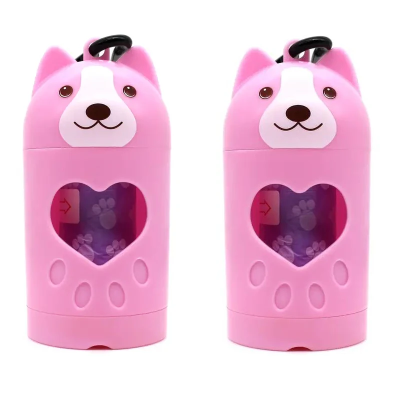 Cute Animal Shape Hands Free Dog Poop Bag Clip Holder Leash Pet Waste Bag Carrier Dispenser